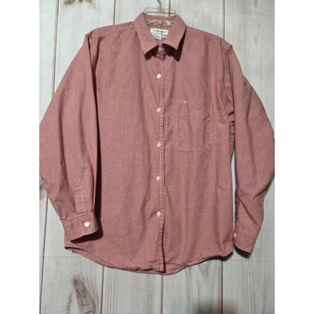 Calvin Klein Sport Mens Red White Gingham Button Down Shirt Long Sleeve Cotton M